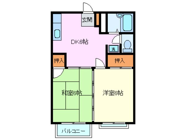 エルディム飯塚Ｂの物件間取画像